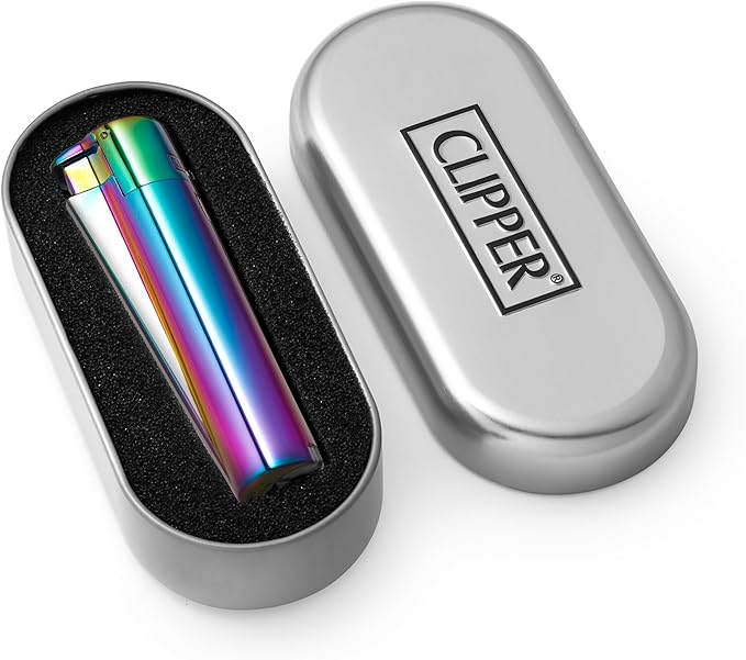 Clipper Lighter with Engraving, Personalised Jet Flame Gas Lighter Made of Metal, Gift for Men, Engraved Lighter with Name, Personalised Men's Gift (ICY)
