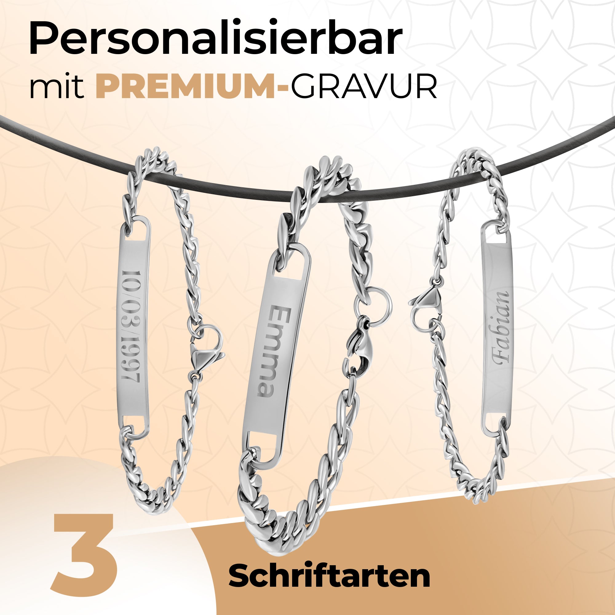 Partnerarmbänder mit Gravur – Silber
