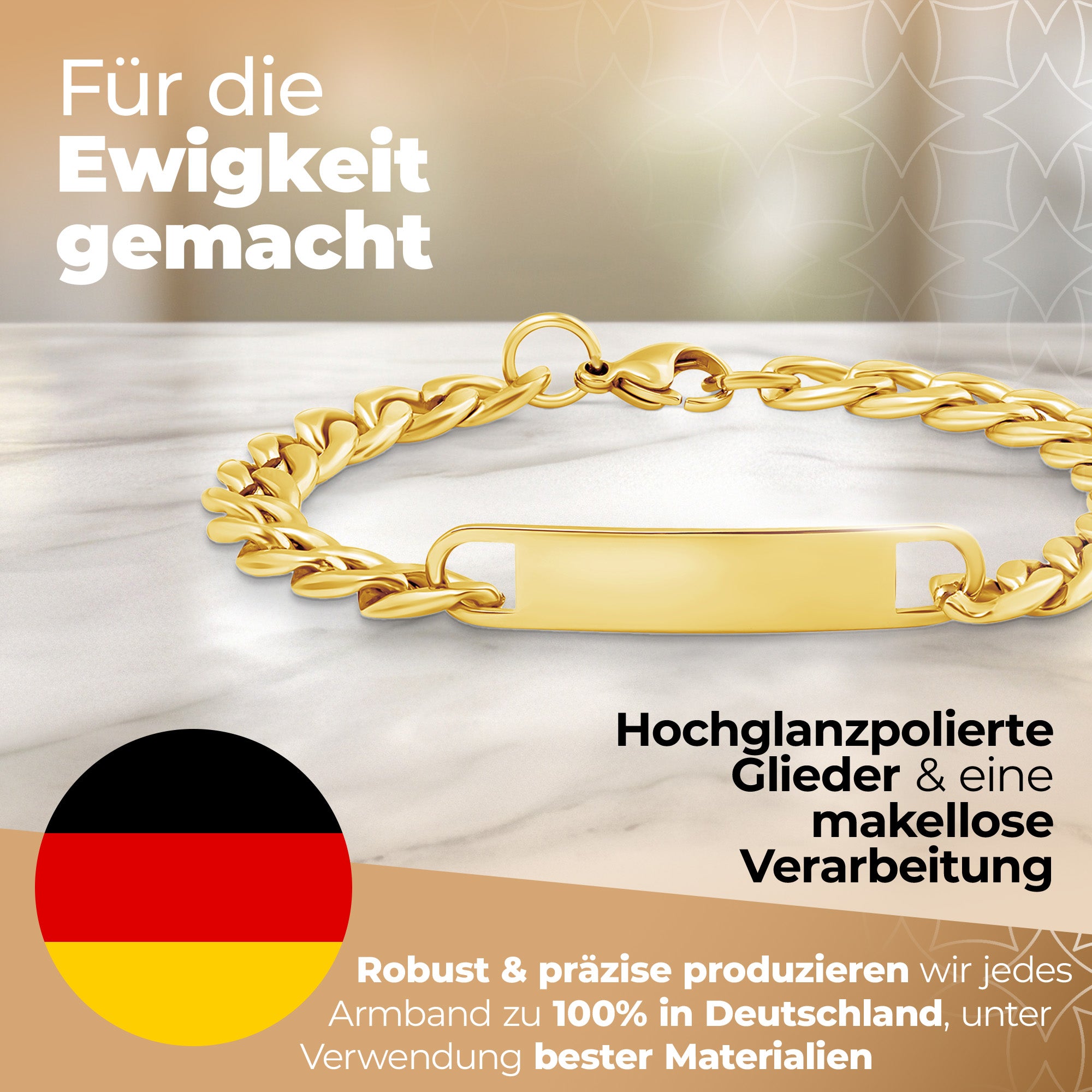Personalisierbares Armband mit Gravur – Gold
