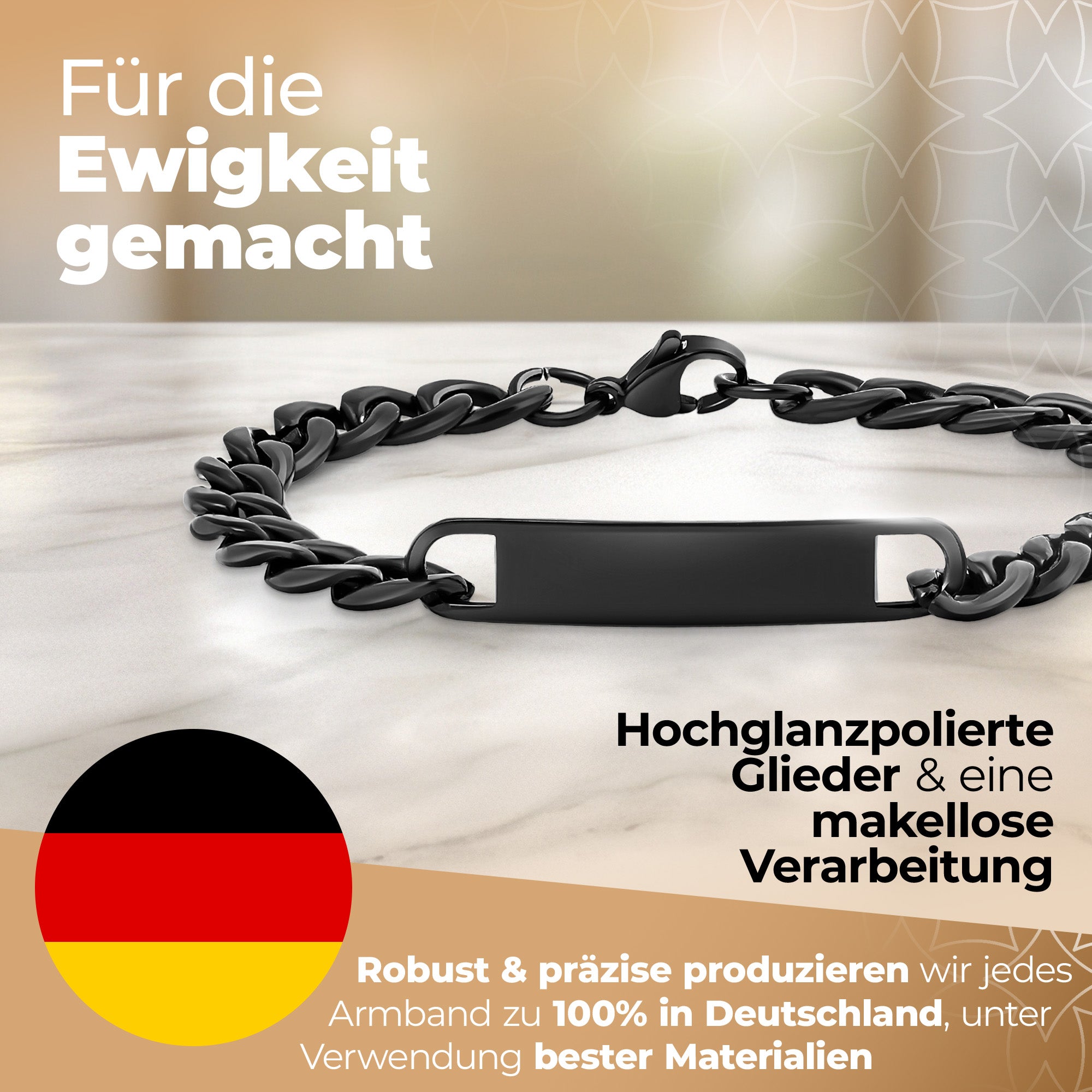 Partnerarmbänder mit Gravur – Schwarz