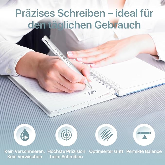 Ballpoint Pen with Engraving, Personalised Pen with Desired Text, Blue Refill, Promotional Gift & Promotional Items, Personalised Pens for Wedding, Office & School (Blue, 1 Piece)