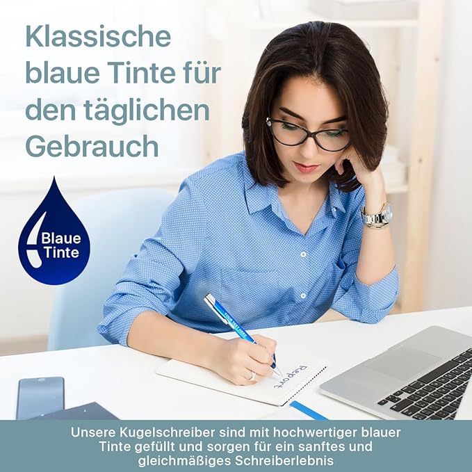 Ballpoint Pen with Engraving, Personalised Pen with Desired Text, Blue Refill, Promotional Gift & Promotional Items, Personalised Pens for Wedding, Office & School (Blue, 1 Piece)