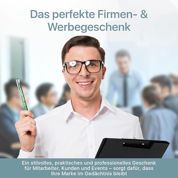 Ballpoint Pen with Engraving, Personalised Pen with Desired Text, Blue Refill, Promotional Gift & Promotional Items, Personalised Pens for Wedding, Office & School (Blue, 1 Piece)