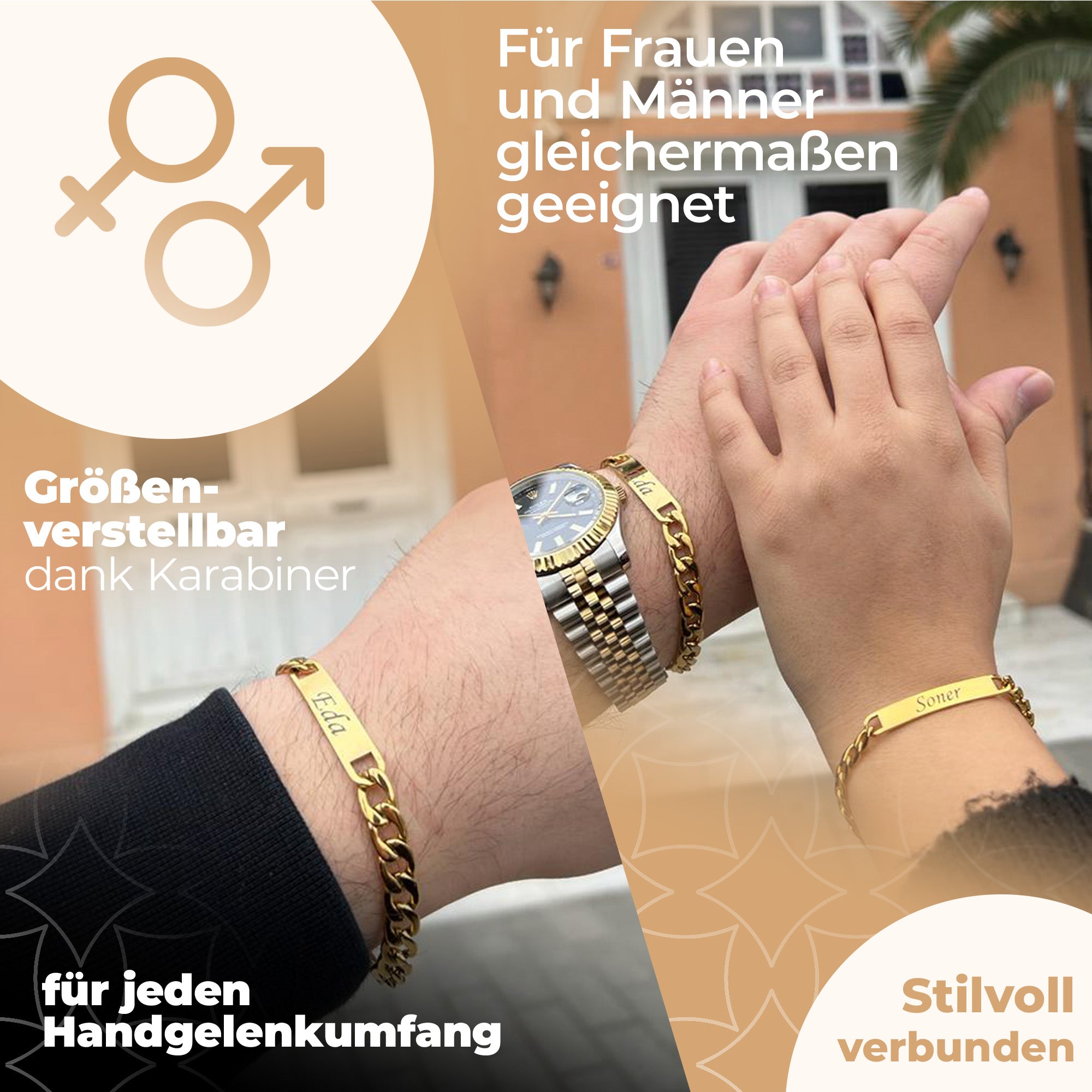Personalisierbares Armband mit Gravur – Gold