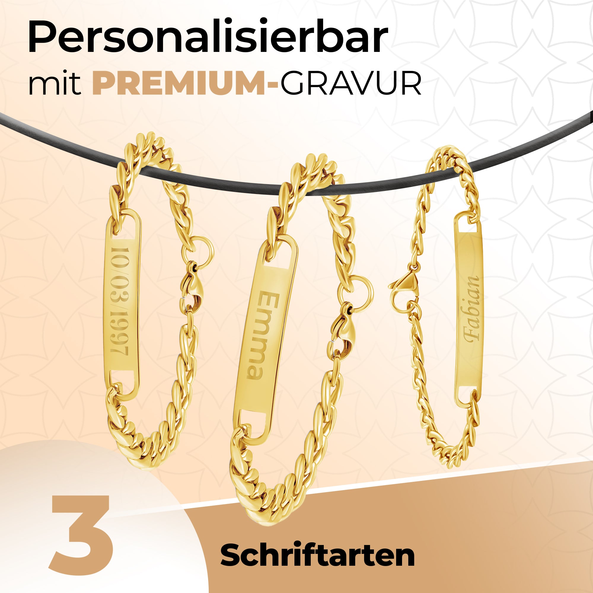 Personalisierbares Armband mit Gravur – Gold
